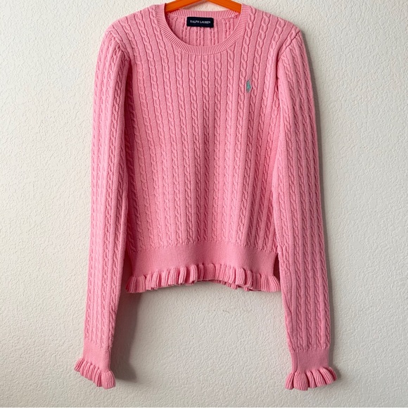New Ralph Lauren ruffle cable knit sweater - Picture 1 of 10